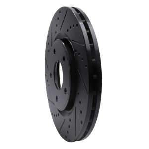 Chrysler Town & Country Brake Rotor (1) - Front Left - R1 Concepts - Drilled & Slotted - Black - `12-`25